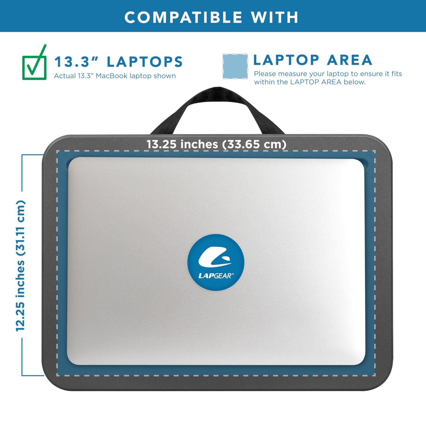 LAPGEAR Compact Lap Desk - Fits up to 15 Inch Laptops - Charcoal - Style No. 43105