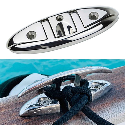 MEMUME Folding Boat Cleats 5" 6" 316 Stainless Steel Flip up Dock Cleats Marine Grade Rope Cleat for Deck, Yacht with Fasteners (6" 4 Pack)
