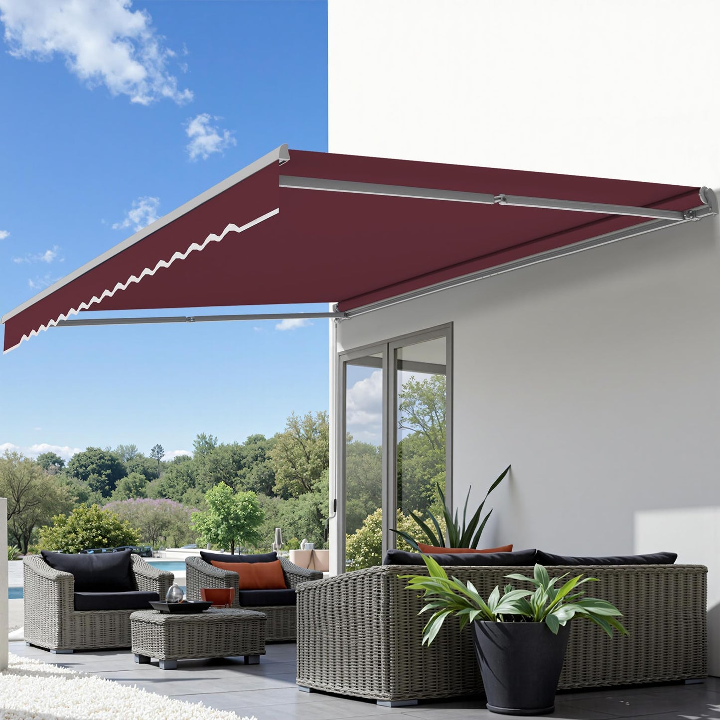 MCombo Patio Awning 8x7 Feet Sunshade Canopy for Manual Retractable Awnings, 4607 (Burgundy, 8x7ft)