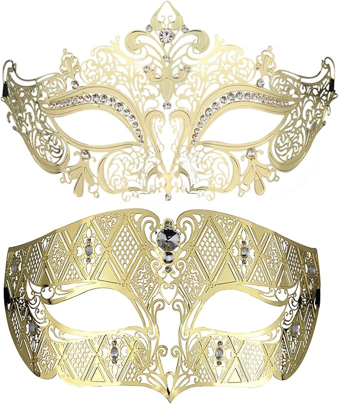 Coddsmz Couples Venetian Masquerade Mask Set Luxury Style Princess Party Mask for Couples Women and Men Mardi Gras Masks