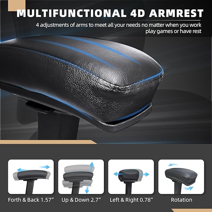Big and Tall Office Chair 500lbs - Ergonomic Mesh Desk Chair, Heavy Duty Computer Chair-Wide Thick Seat Cushion, Adjustable Lumbar Support, Metal Base, Rubber Wheels, 4D Armrests, Black
