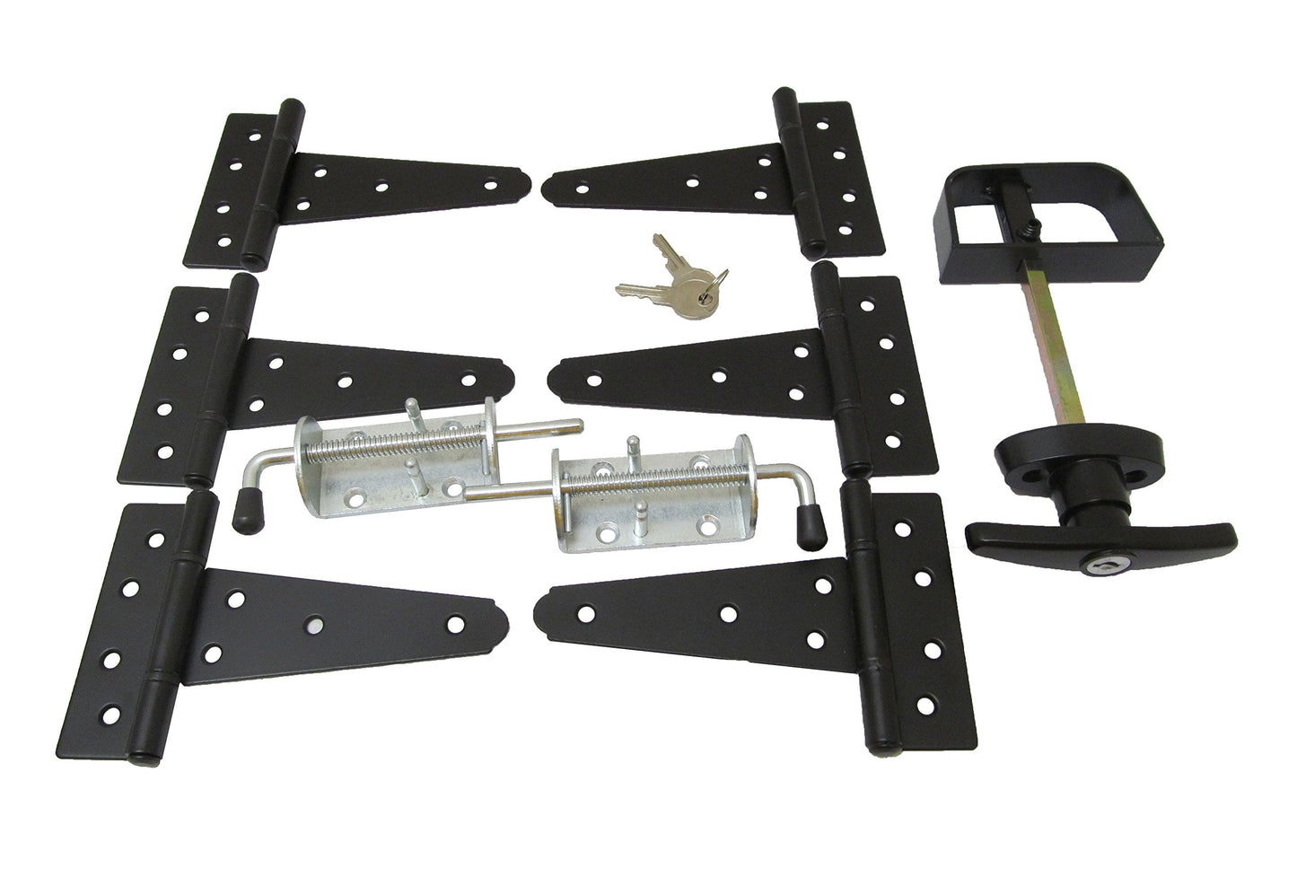 Shed Windows and More Shed Door Hardware Kit, 5" Hinges, T Handle, Heavy Duty Barrel Bolts (Double Door)