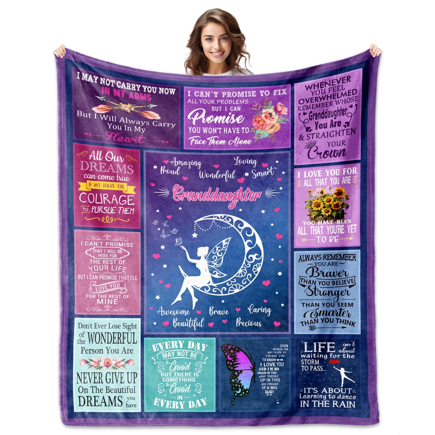 Ucuxuov Granddaughter Gifts from Grandma, Granddaughter Blanket 60"x50", Gift for Granddaughters from Grandpa, to My Granddaughters Throw Blanket for Graduation Mother's Day Birthday Christmas
