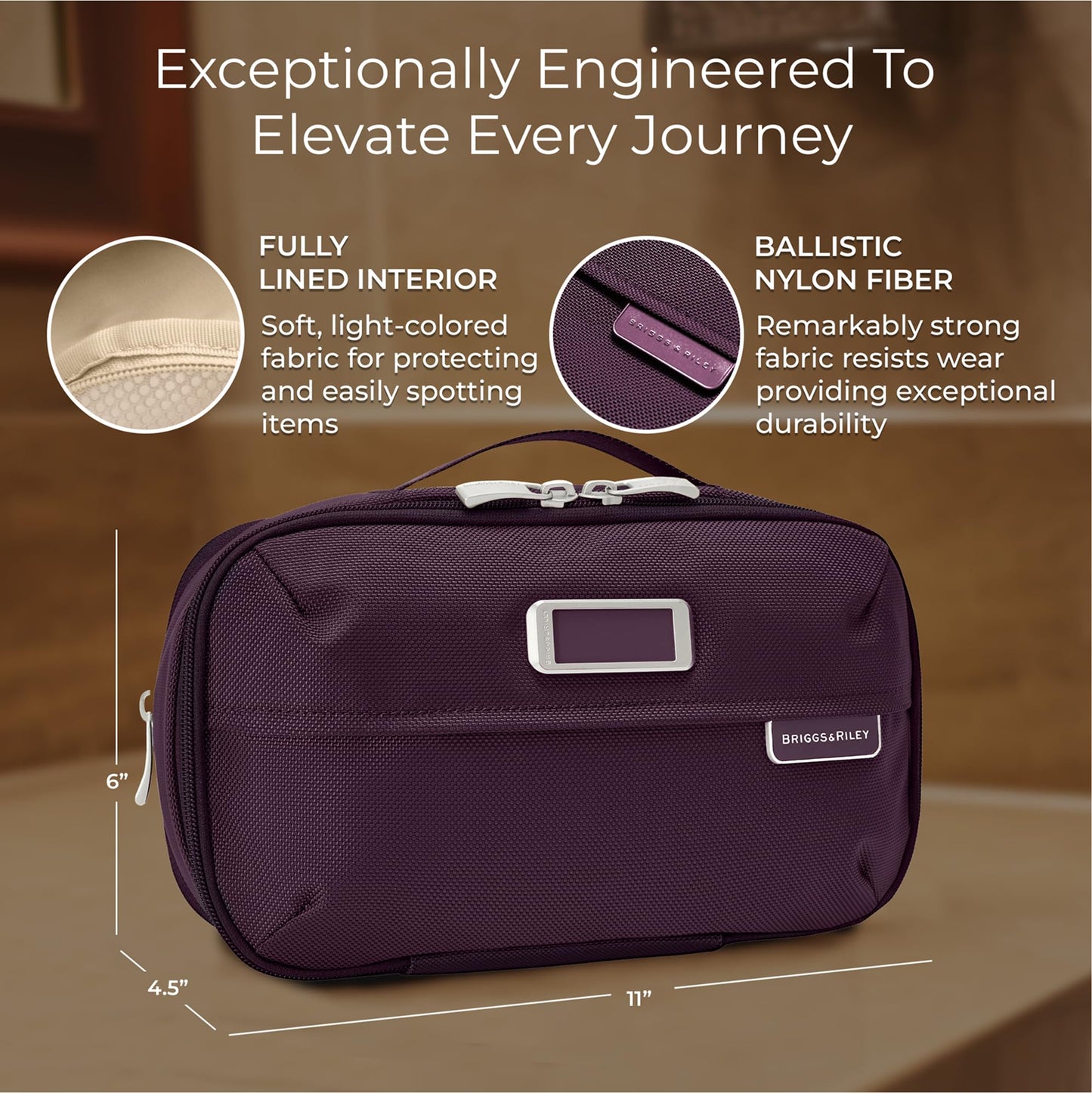 Briggs & Riley Expandable Essentials Kit - Toiletry Travel Bags for Women & Men, Organizer for Vacation, Compact Dopp Kit for Ba