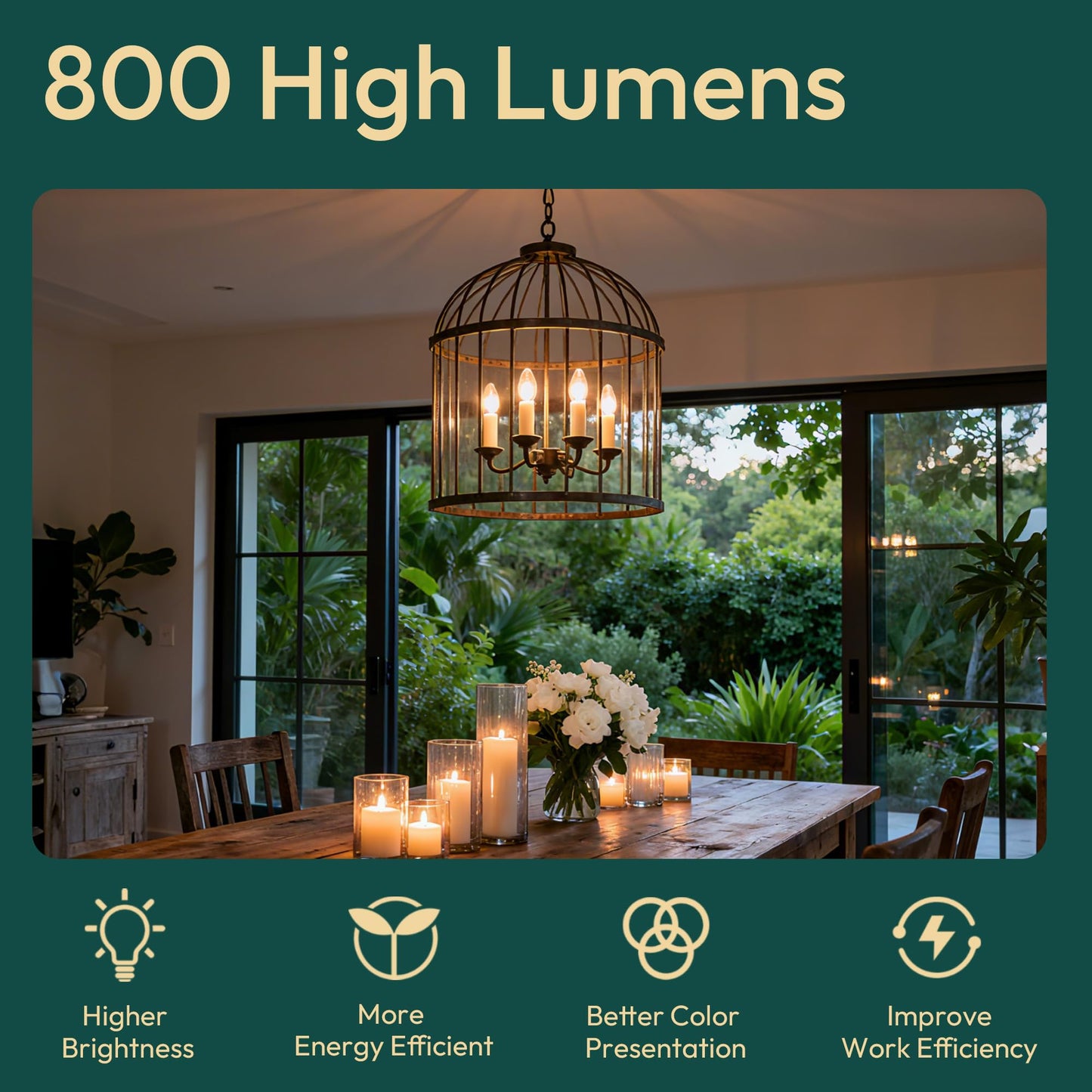 ALAMPEVER 6 Pack Chandelier Light Bulbs 100 Watt Equivalent, 800LM Bright Dimmable LED Light Bulb, E12 Base, 2700K Soft White, B11 Type, 5.5W, Ideal for Living Room, Bedroom, Dining Room