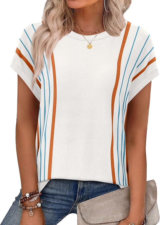 XIEERDUO Short Sleeve Sweater for Women Summer Lightweight Boho Tops Clothes Beach Vacation Outfits 2026