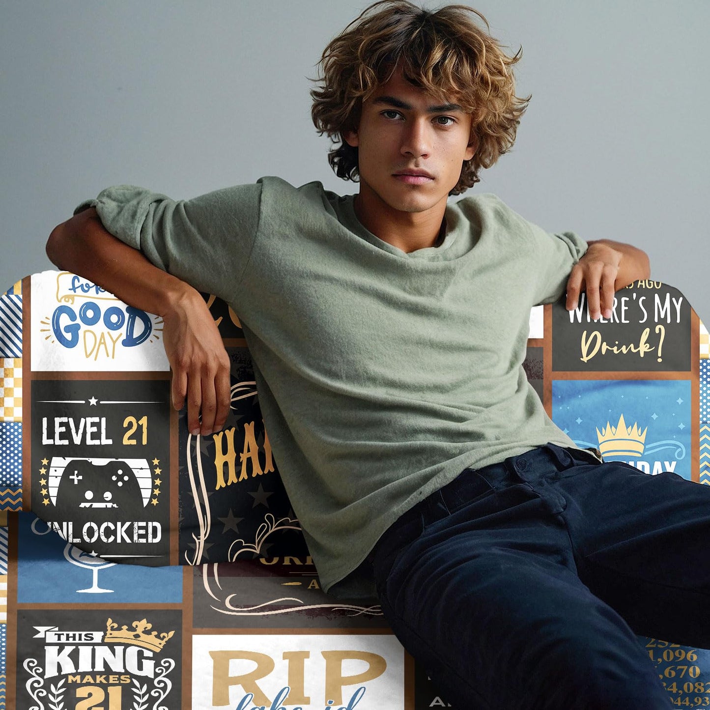 21st Birthday Gifts for Him, Cool 21st Birthday Gifts for Boy, Presents for 21st Birthday Male, 21 Year Old Birthday Gifts for Him, Happy 21st Birthday Decorations for Men Throw Blanket 50" x 60"