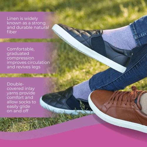 Sigvaris Women's Style Linen Compression Socks 20-30mmHg - Hypoallergenic, Lightweight, Breathable & Sustainable - Small Short - Denim