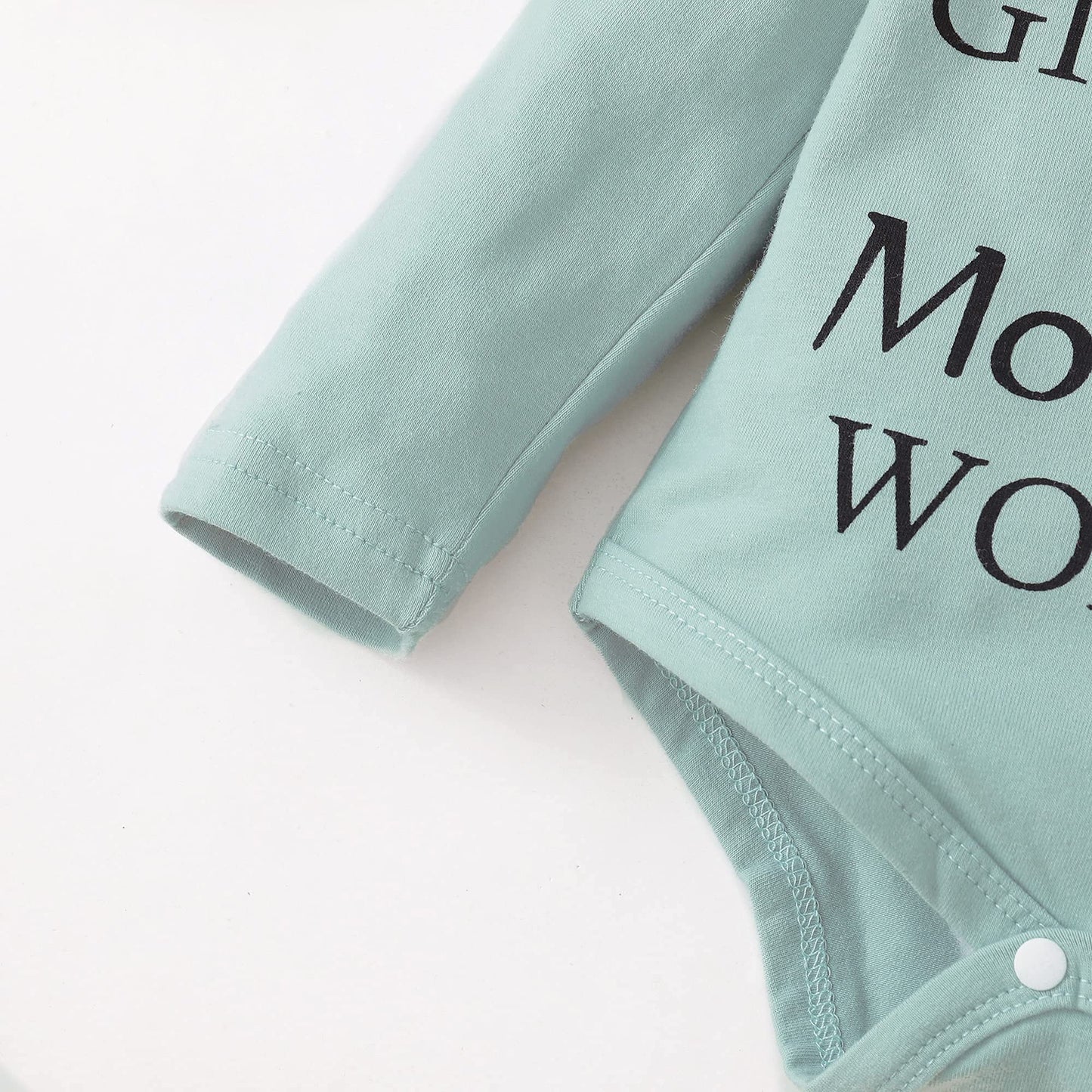 SUNNY PIGGY Baby Girl Clothes Newborn Outfit Infant Winter Fall One Piece Set Letter Print Flower Pants Set Long Sleeve Romper Baby Girl's Clothing with Headband 3-6 Months Green 4PCS