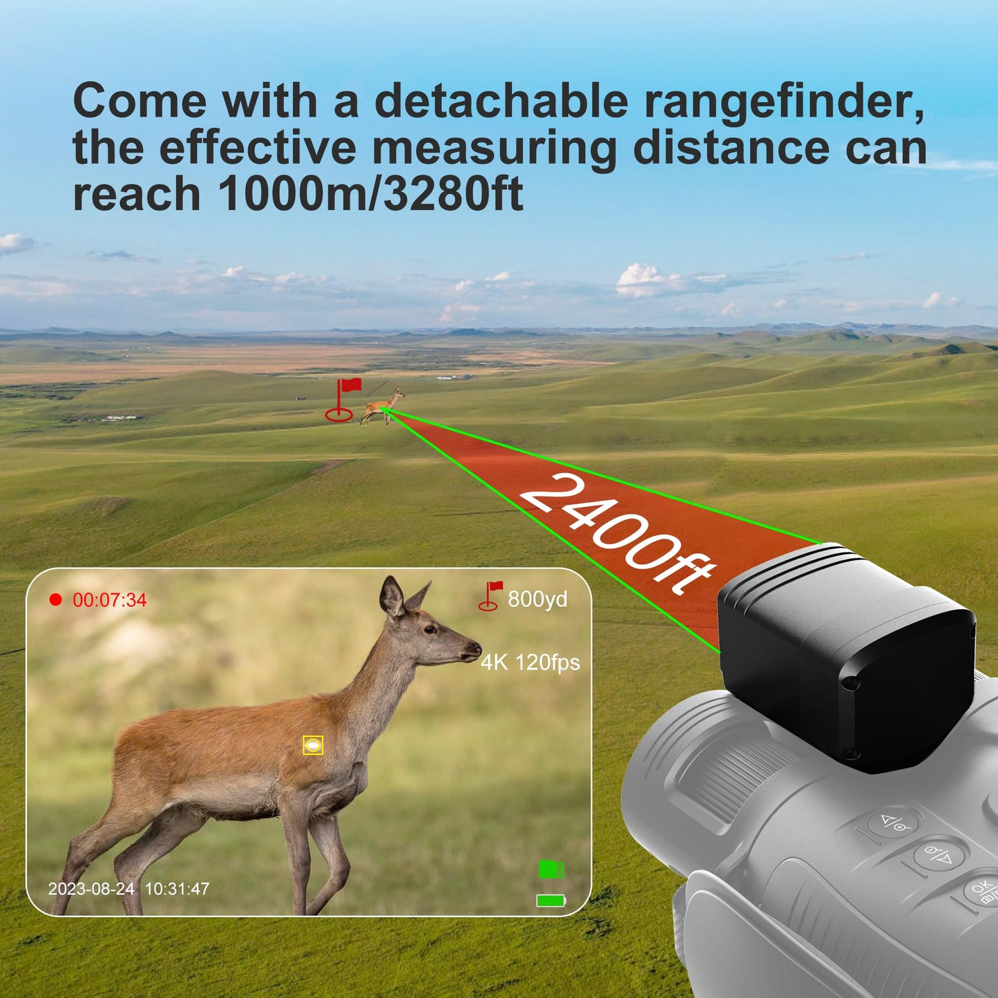 oneleaf.ai Find NV200 4K 50mm & 70mm Day/Night Vision Binoculars with Rangefinder