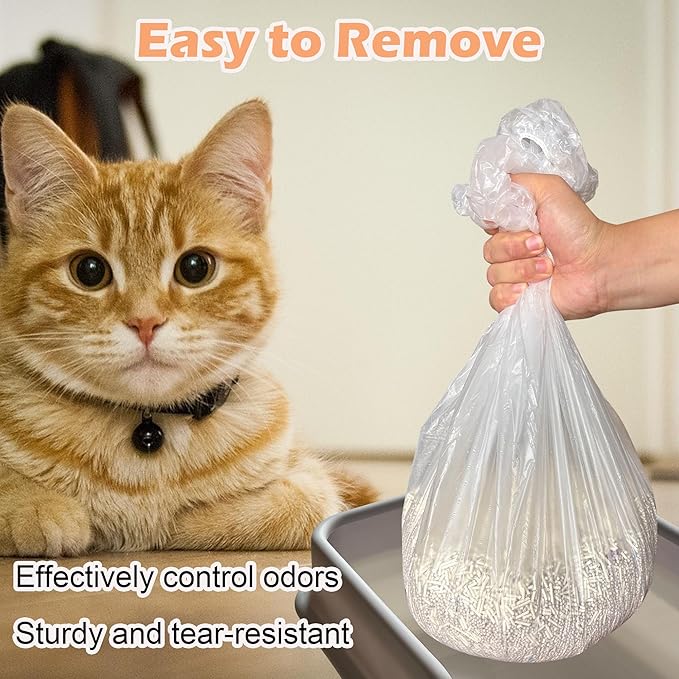 50 PCS Elastic Band Trash Bags Compatible with Popur X5 Litter Box, Litter Box Liners for Popur X5 Self-Cleaning Cat Litter Box (White)