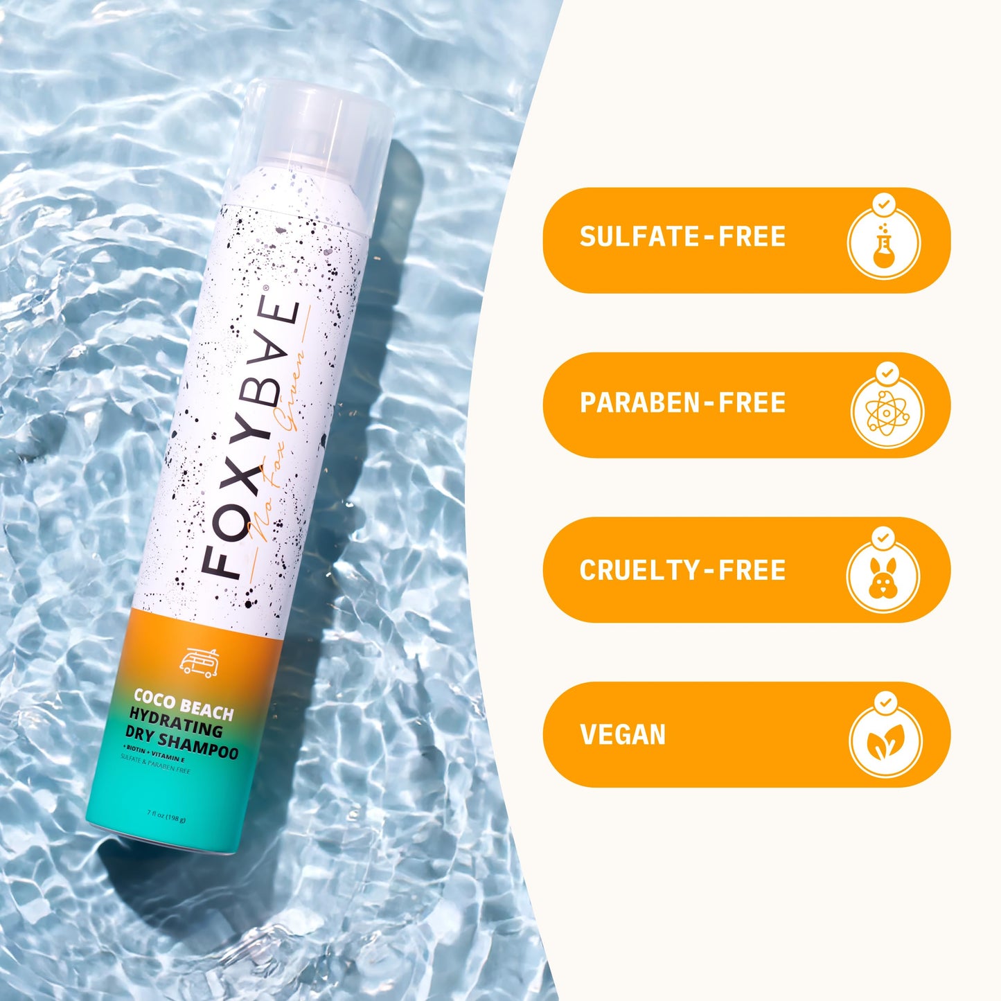FoxyBae Dry Shampoo Spray for Women - All Hair Types - with Biotin, Vitamin E - Adds Texture, Volume; Absorbs Oil - Coco Beach -