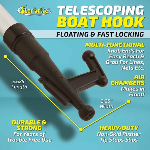 STAR BRITE Extending Boat Hook - Telescoping, Floating, Multi-Purpose - Extends from 4 ft. to 8 ft. 040609 & Absolute Outdoor Kent Clear Storage Bag with Type II Life Jackets, 4 Each