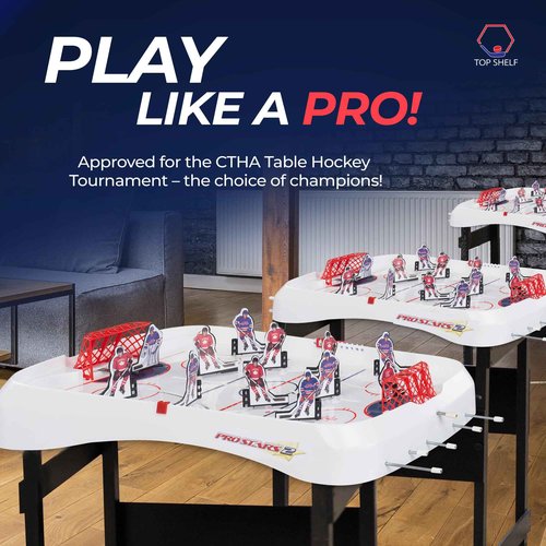 TOP SHELF Pro Stars: Ultimate Table Hockey Game - 28" x 14" Arcade Thrills for Adults & Family - Realistic Bubble Dome Rod - Official CTHA Tournament Quality - All-in-One Ice Hockey Fun