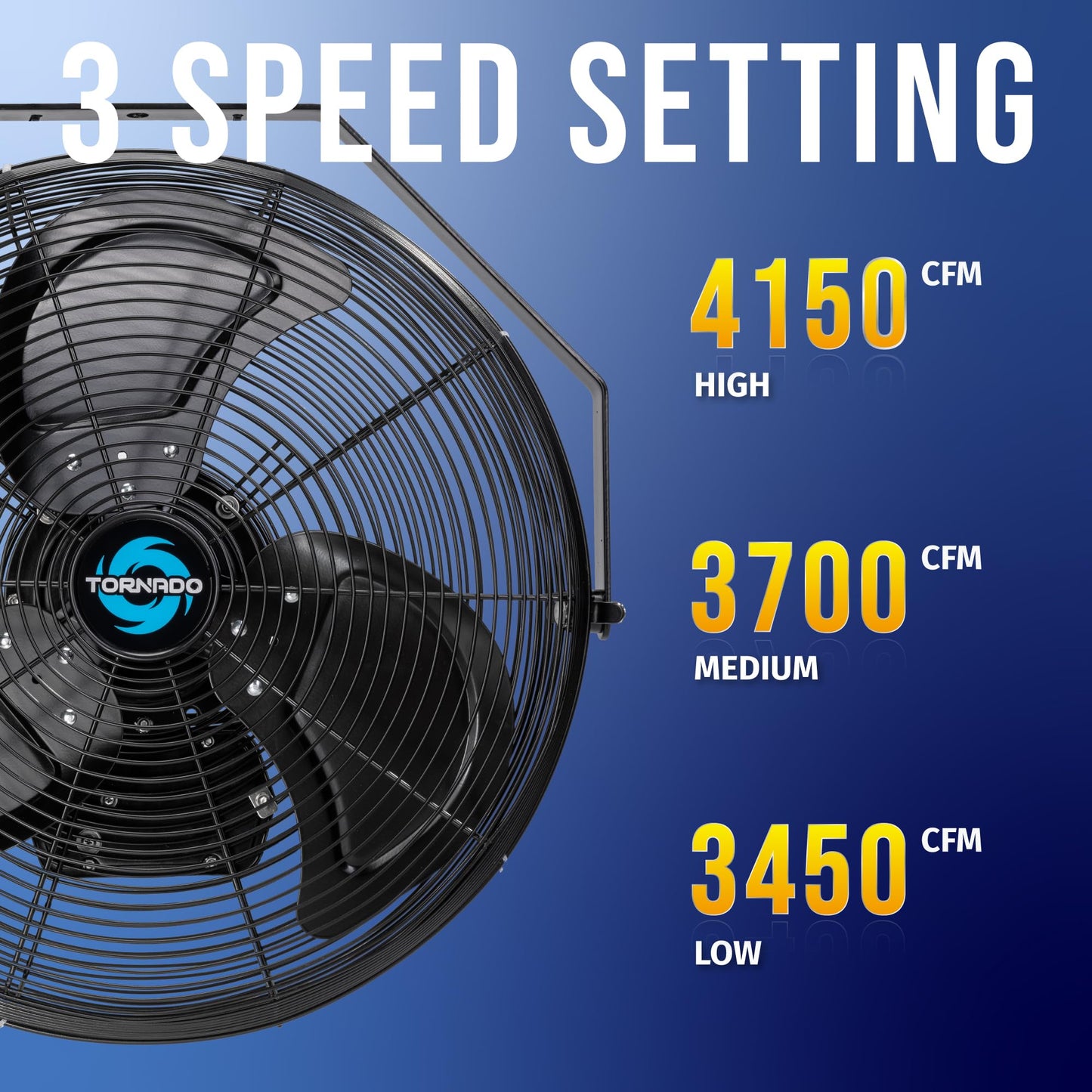 Tornado 18 Inch Outdoor Ipx4 Water-Resistant Wall Mounted Fan, 3 Speed High Velocity Metal Industrial Wall Fan For Commercial, R