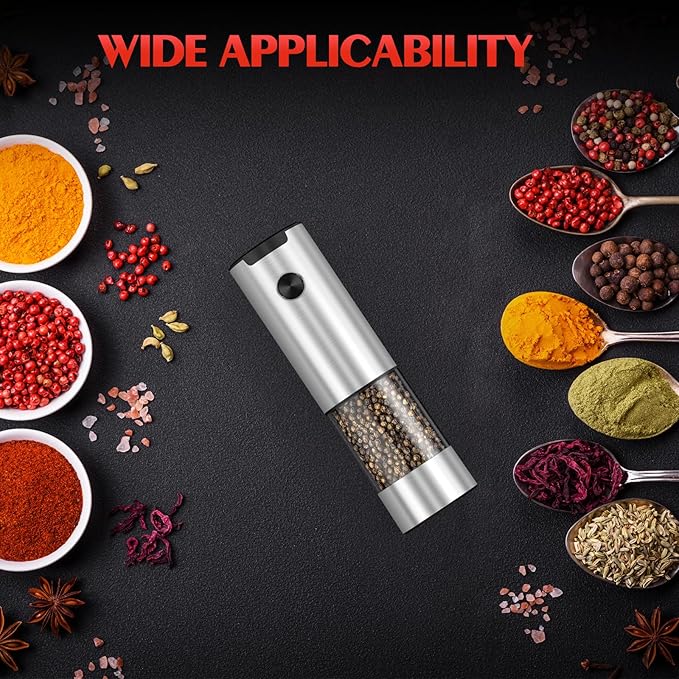 Salt and Pepper Grinder Set Electric Automatic Battery Pepper Mill Shakers Adjustable Coarseness Upgraded Larger Capacity with Led Kitchen Appliances Christmas Gifts for Women Men