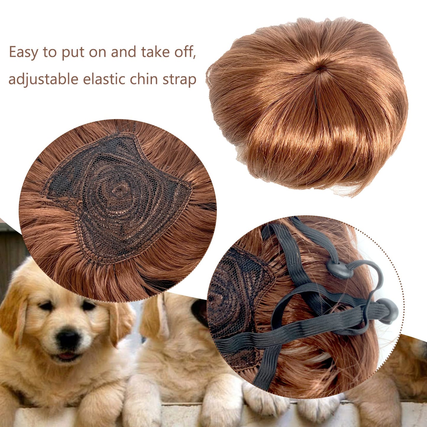 Dog Wig Pet Costumes, Cat Costume Synthetic Accessories Small Dog Headwear for Halloween Christmas Eve Festival Party Decor, Head Wear Apparel Toy (A)