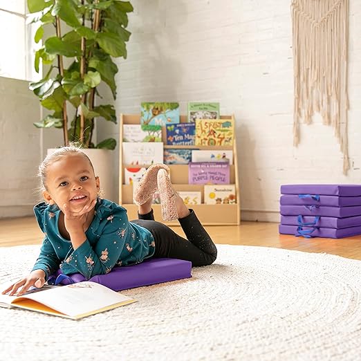 ECR4Kids SoftZone Floor Cushions, Square, Flexible Seating, Purple, 6-Piece
