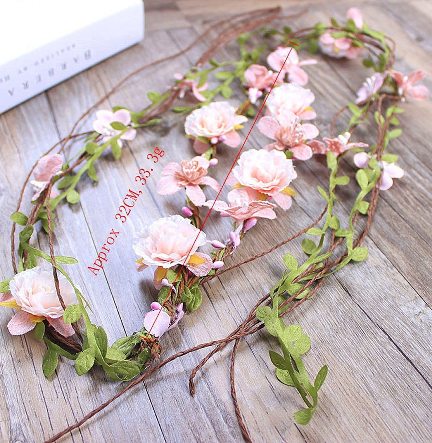 Floral Fall Adjustable Bridal Flower Garland Headband Flower Crown Hair Wreath Halo F-83 (Style 2 Blush)