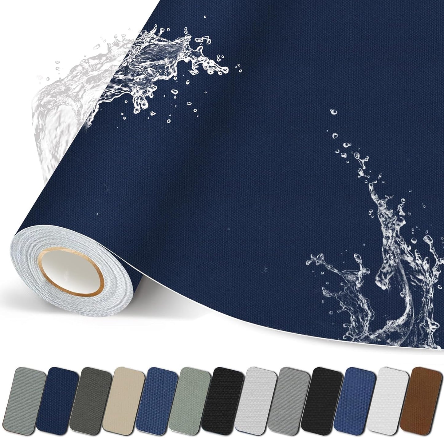 Canvas Repair Patch, 17X158 Inch Strong Sticky Fabric Repair Tape, Self-Adhesive Fabric Patch for Sofas, Tote Bags, Clothing, Car Seats, Furniture (Dark Blue, 17X158 Inch)