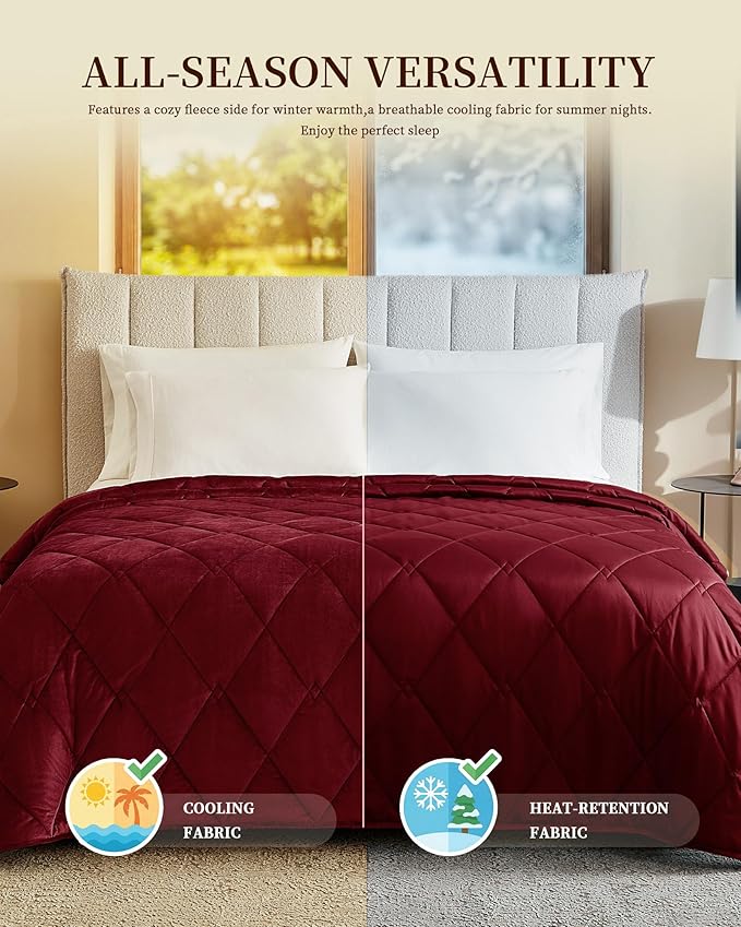 L'AGRATY King Size Weighted Blanket for Adults 25lbs, 88"x104" — Cooling Breathable Heavy Blanket with Glass Beads for Sleeping Perfect for Hot Sleepers & Couples Machine Washable All-Season Wine Red