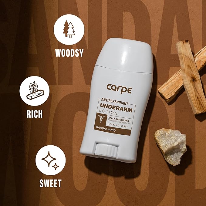 Carpe Underarm Antiperspirant Deodorant Advanced Sweat & Odor Protection Formula - Deodorant for Men & Women - Helps to Combat Excessive Sweating with Odor Control - Sandalwood (Pack of 2)