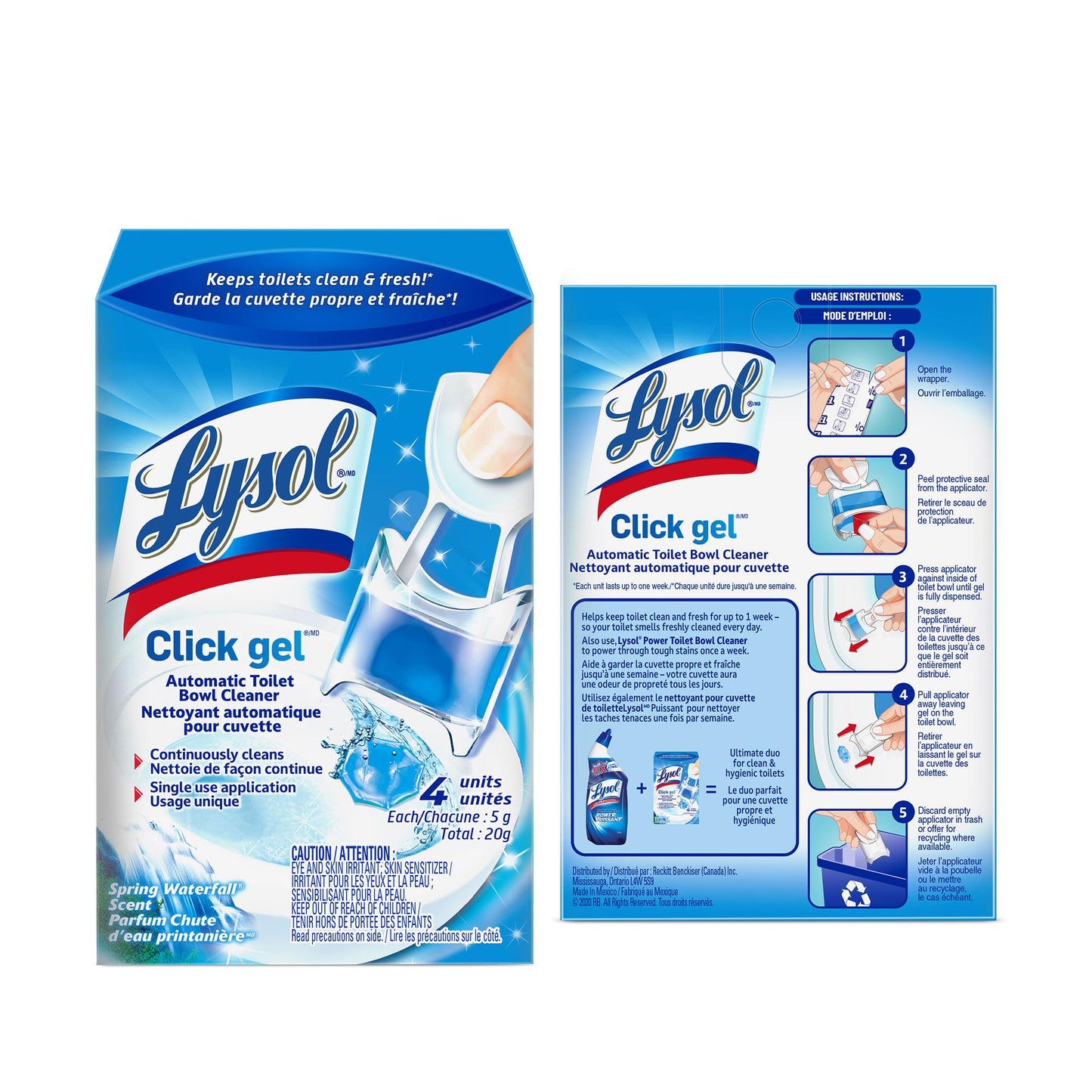 Lysol Click Gel Automatic Toilet Bowl Cleaner, Gel Toilet Bowl Cleaner, for Cleaning and Refreshing, Ocean Fresh, 6 Applicators per Pack