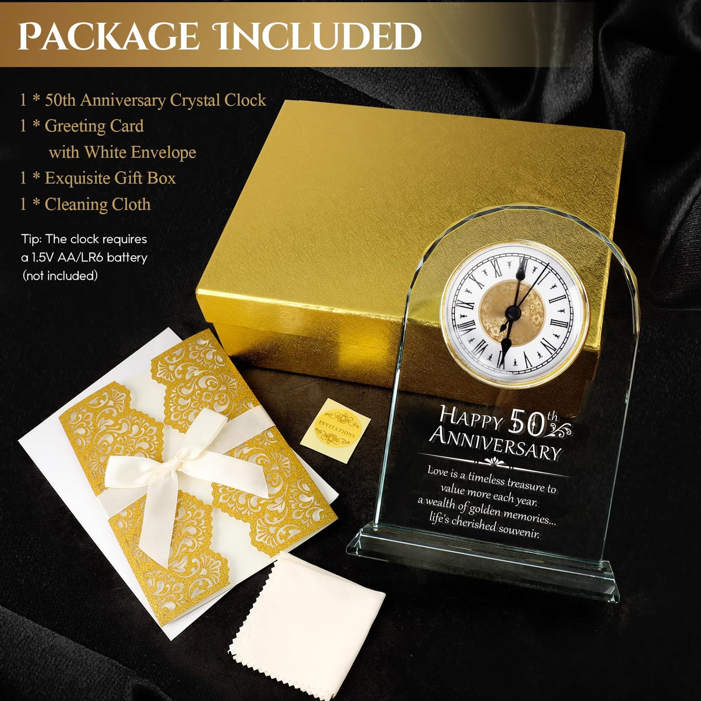 YCWF 50th Wedding Anniversary Quartz Clock,50th Anniversary Wedding Gift for Parents,50th Anniversary Decoration Gift for Parents Husband Wife Grandparents