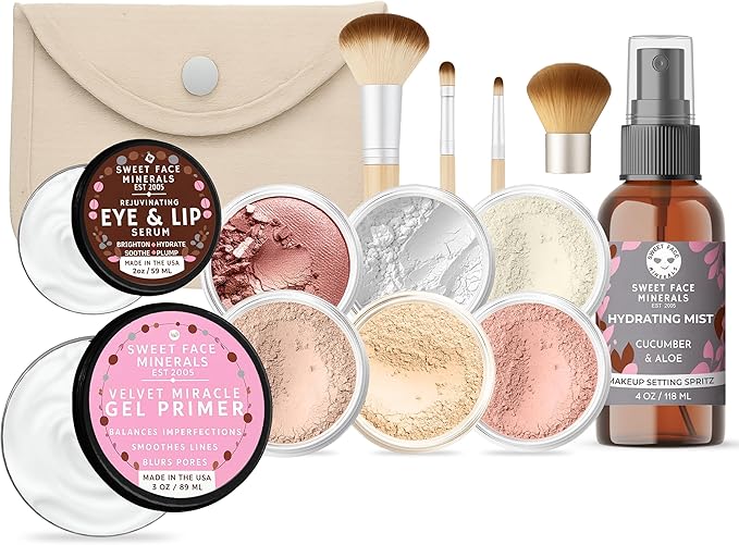 Timeless Look KIT (Light) Full Size Mineral Makeup Set Matte Foundation Bare Face Sheer Powder Cover