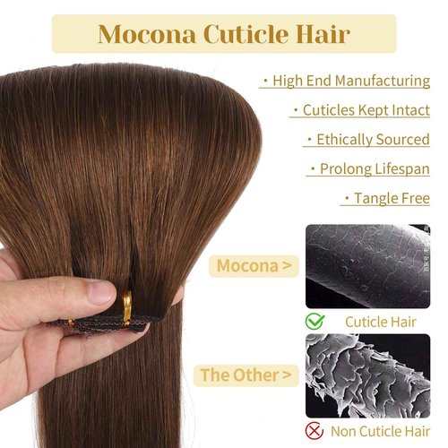 Mocona Clip in Hair Extensions Real Human Hair, Chocolate Brown – 20 Inch 7pcs 160g/Pack, Soft Hair Extensions Real Human Hair Clip ins Straight for Women, Capable for all Occasion (#4 20 Inch)