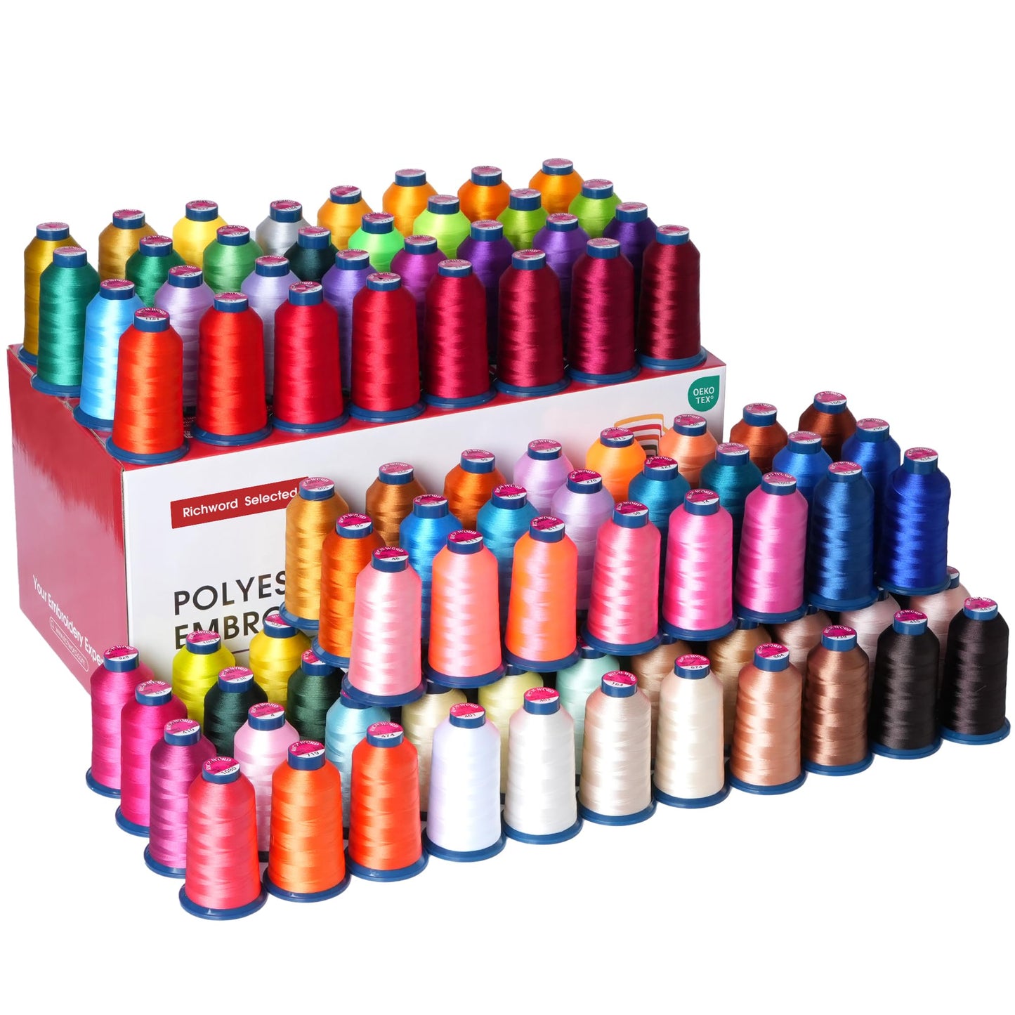 Poolin Embroidery Machine Thread Richword Selected 100 Colors 40WT (108D/2) Polyester Thread Kit Each Cone 4000M (4374Y)