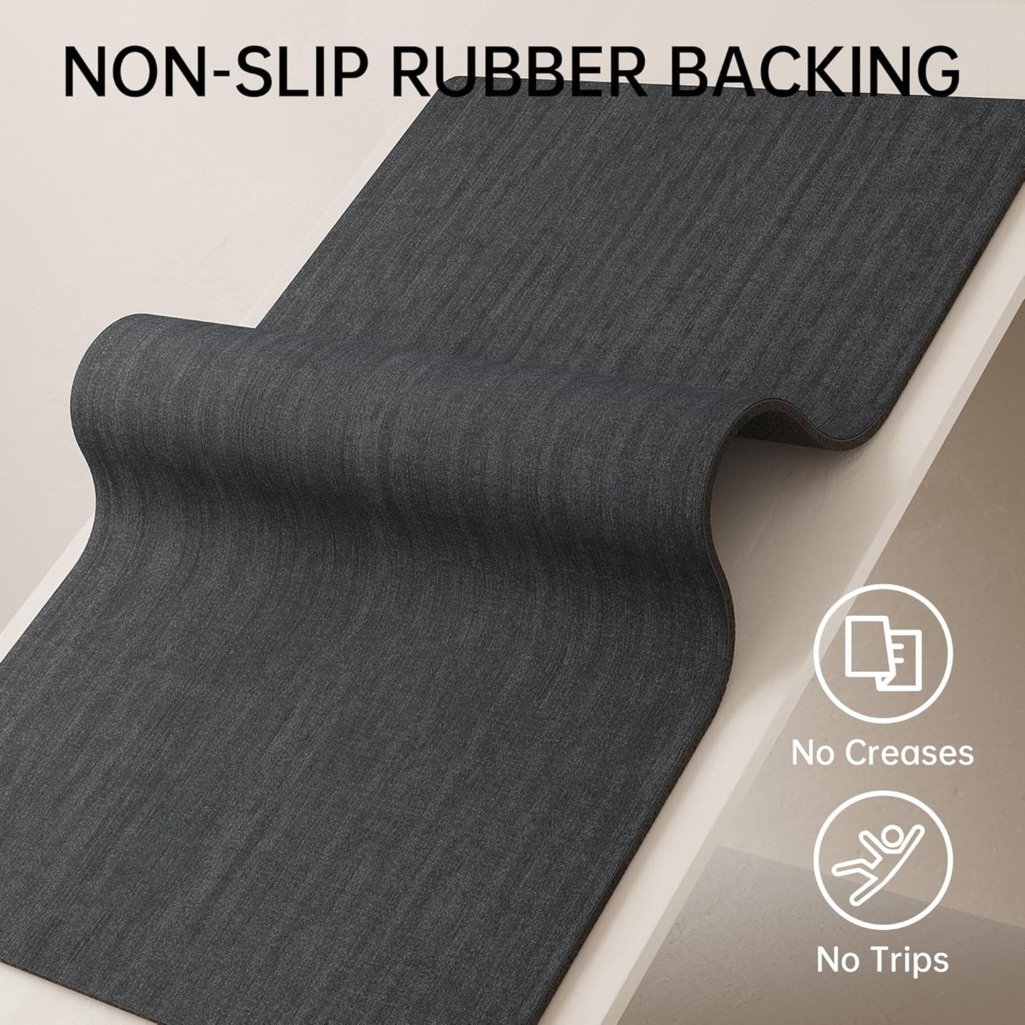 Mecko Bath Mat, Ultra Absorbent Quick Dry Bathroom Floor Mats-Rubber Non-Slip Thin Bathroom Rug Fit Under Door, Faux Suede Surface Shower Rug for Bathtub, Sink, Shower Room(Black,16"x24")