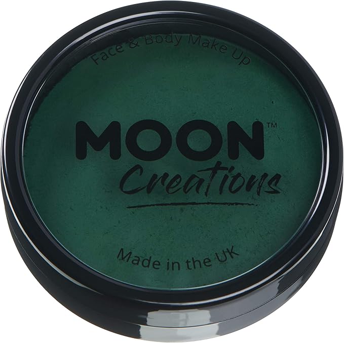Moon Creations Pro Face & Body Paint Cake Pots Dark Green - Professional Water Based Face Paint Makeup for Adults, Kids - 1.26oz