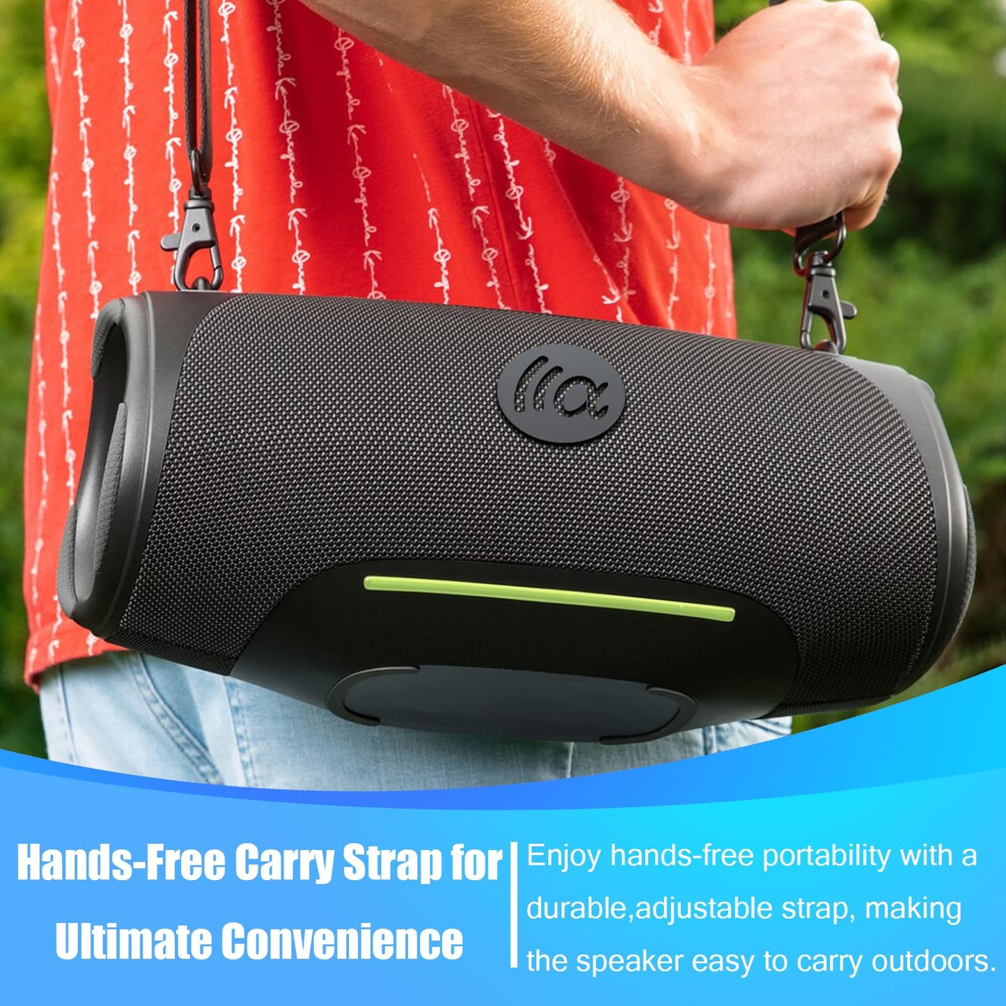 TAZATA Portable Bluetooth Speaker,IPX7 Waterproof 80W Loud Stereo Sound Wireless Outdoor Speaker for Pool,Shower,Camping Bike Use,8H Playtime