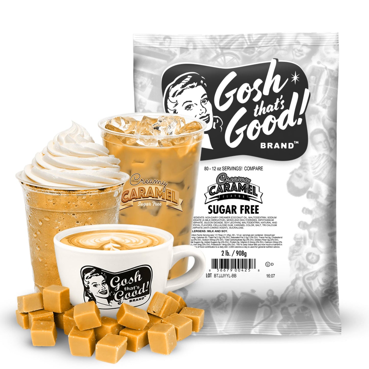 Gosh That’s Good! Creamy Caramel Flavor – 2 lb – Low-Calorie, Lactose-Free
