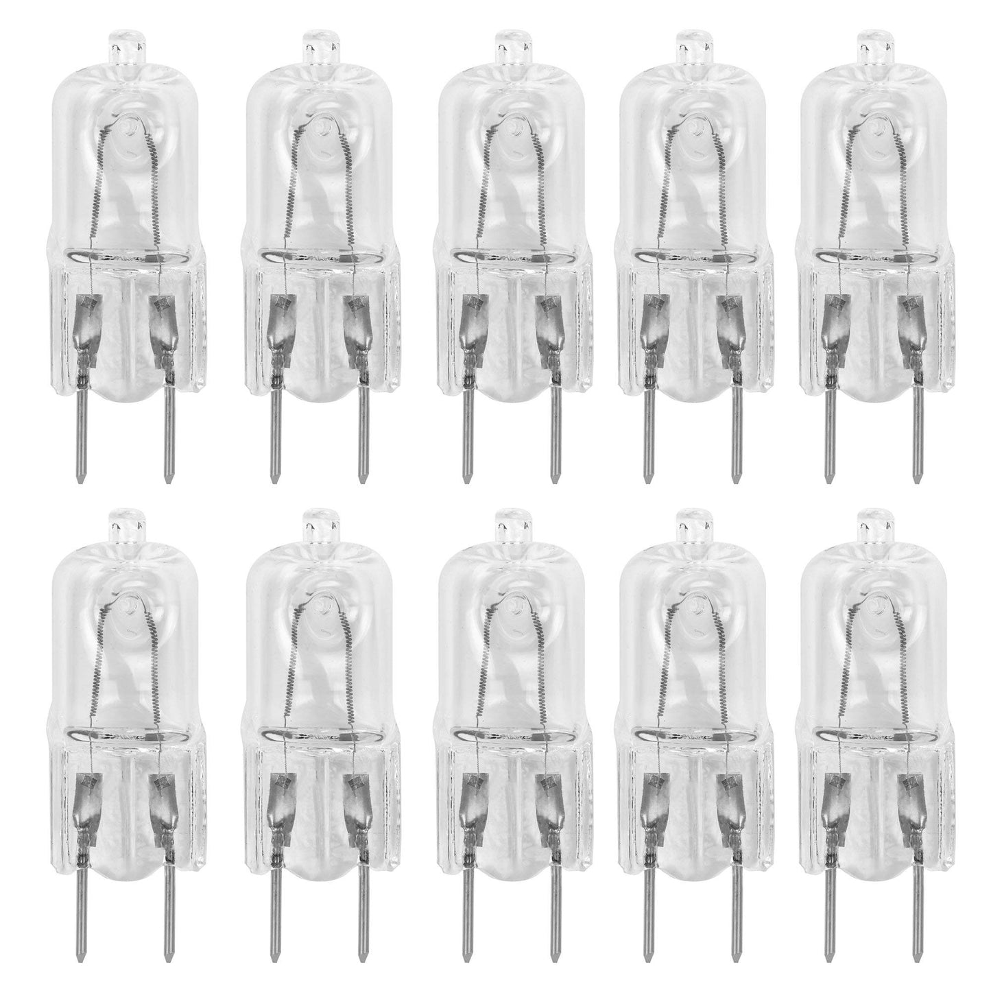 10 Pack-G8 20Watt 120V Halogen Light Bulbs T4 JCD Type 120V Bi-Pin Base Shorter 1-1/4" (1.25") Length 20W Lamp Soft White Under Cabinet Puck Lighting Replacement Dimmable Hood Range Q20/G8/CL/120V