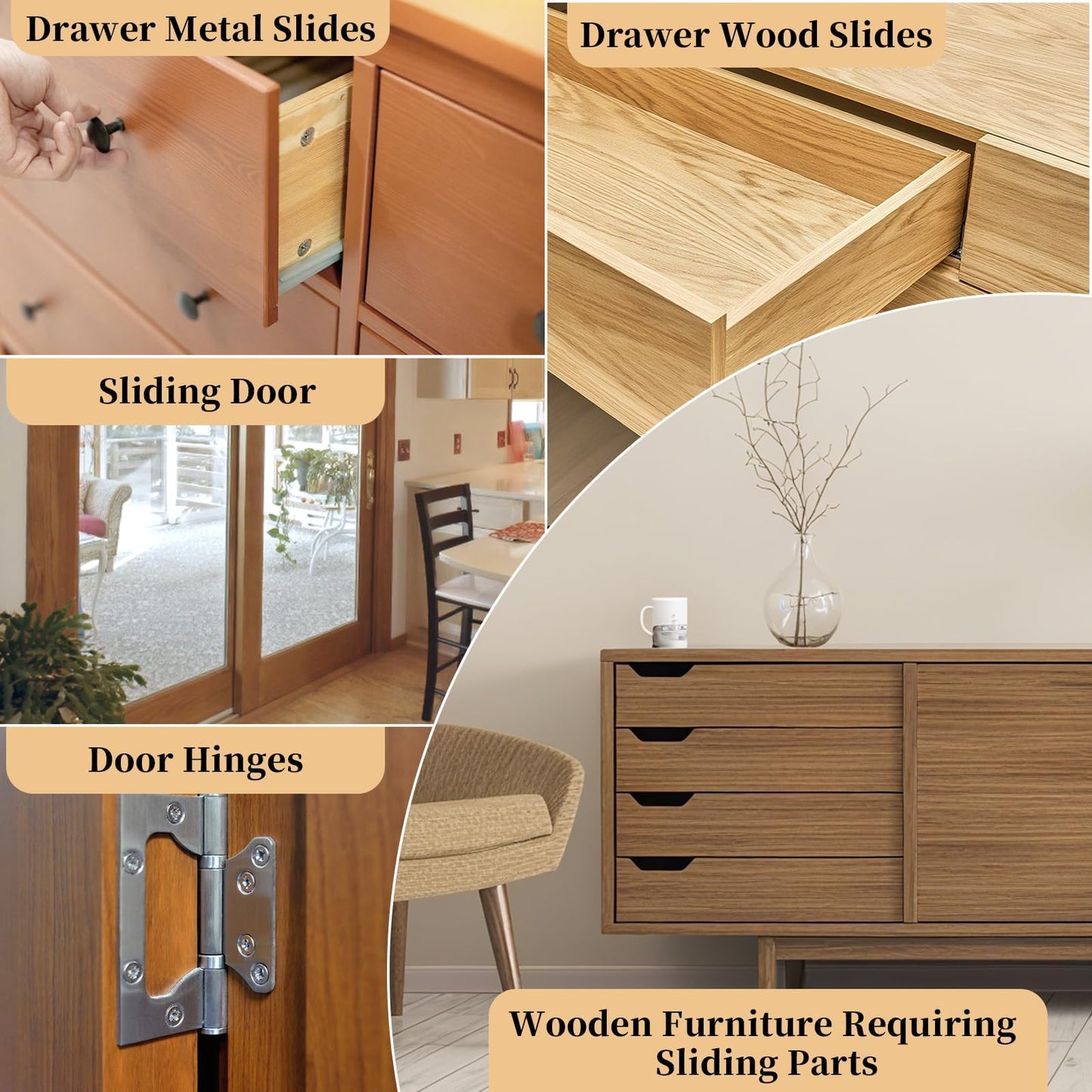 ZDBB Wood Drawer Wax Lubricant Paste Door-Ease Lubricant Wear-Resistant Eliminate Sticking Noise Loosen Drawer Slide Grease for Wood Furniture, Window Track, Sliding Glass Doors, Hinges, 1 oz 1-Pack