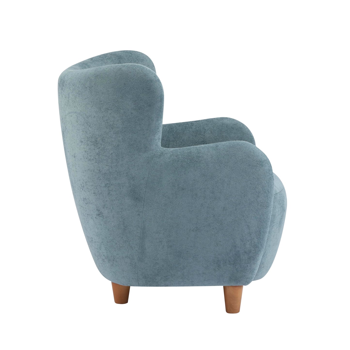 Christopher Knight Home Auden Wooden Low Profile Accent Chair, Velvet Upholstered Wingback Living Room Lounge Chair, Bedroom Comfy Reading Chair, Curved Backrest Single Sofa with Armrest, Dusty Blue