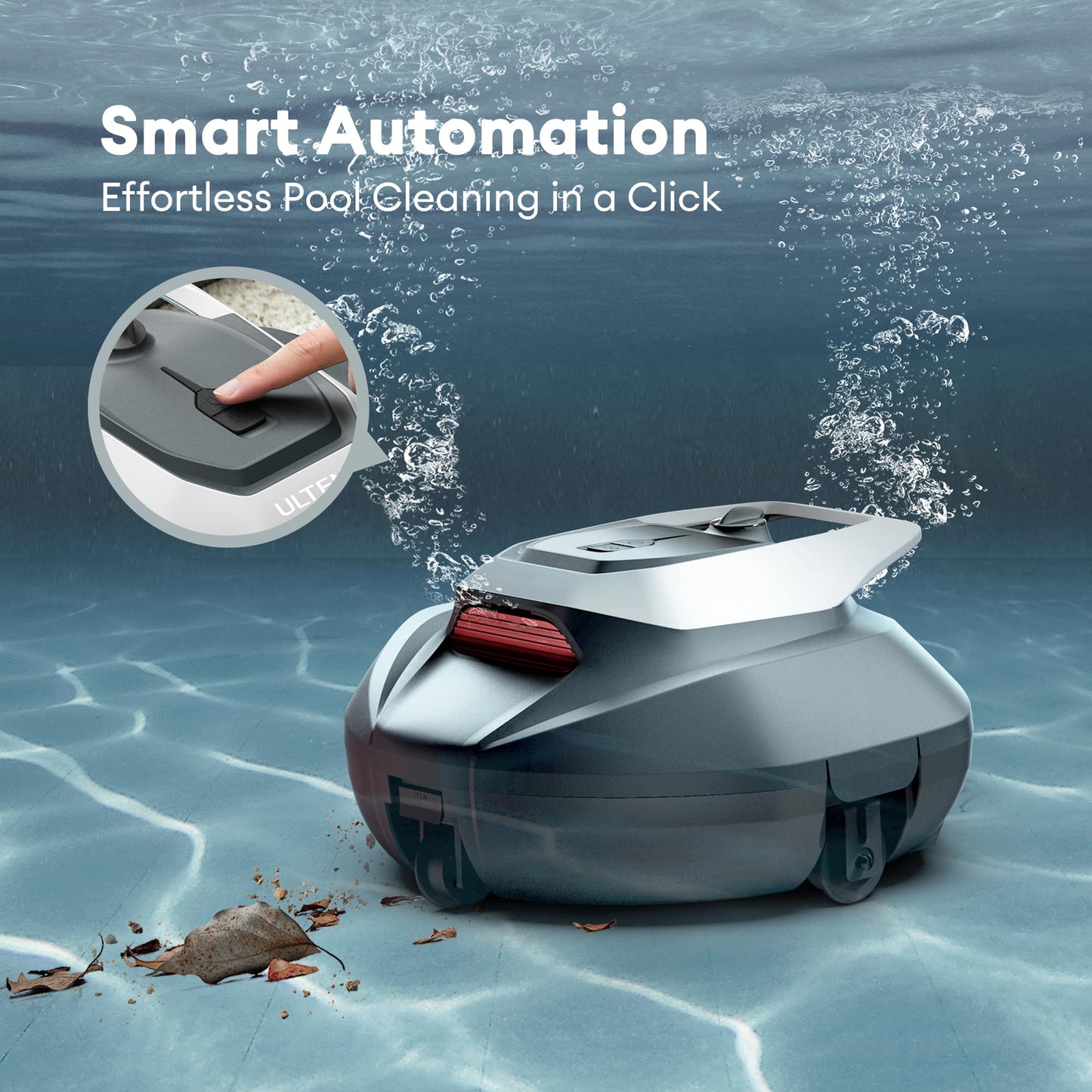 Pooleco Robotic Pool Cleaner, Pool Vacuum for Above & In-Ground Pool, Dual-Motor Suction, 90Mins Runtime Automatic Self-Parking, 2.5h Fast Charging, Up to 850 Sq.ft (Cherry Red)