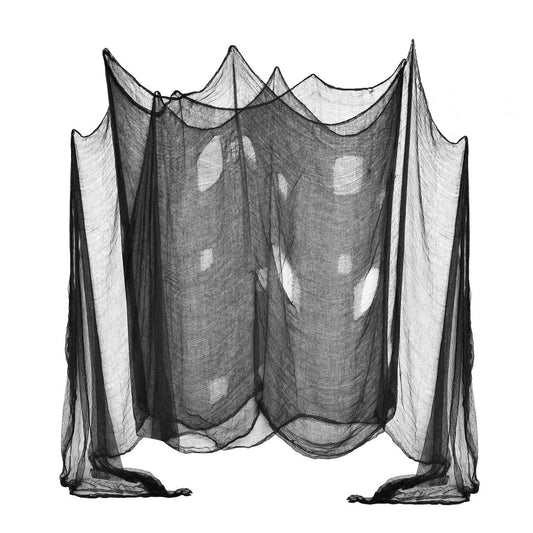 (48 x 240 in.) Halloween Creepy Cloth, DealKits Spooky Giant Cheese Cloth Tapestry for Halloween Party Supplies Decorations Outdoor Yard Home Wall Decor, Black