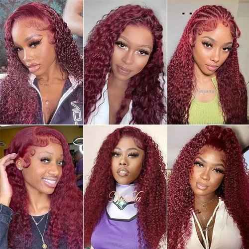 Fabimiya Bundles Human Hair Jerry Curly Burgundy 99J Human Hair Bundles Unprocessed Brazilian Virgin Hair Bundles Burgundy 99J Human Hair Bundles Quick Weave Hair Extension