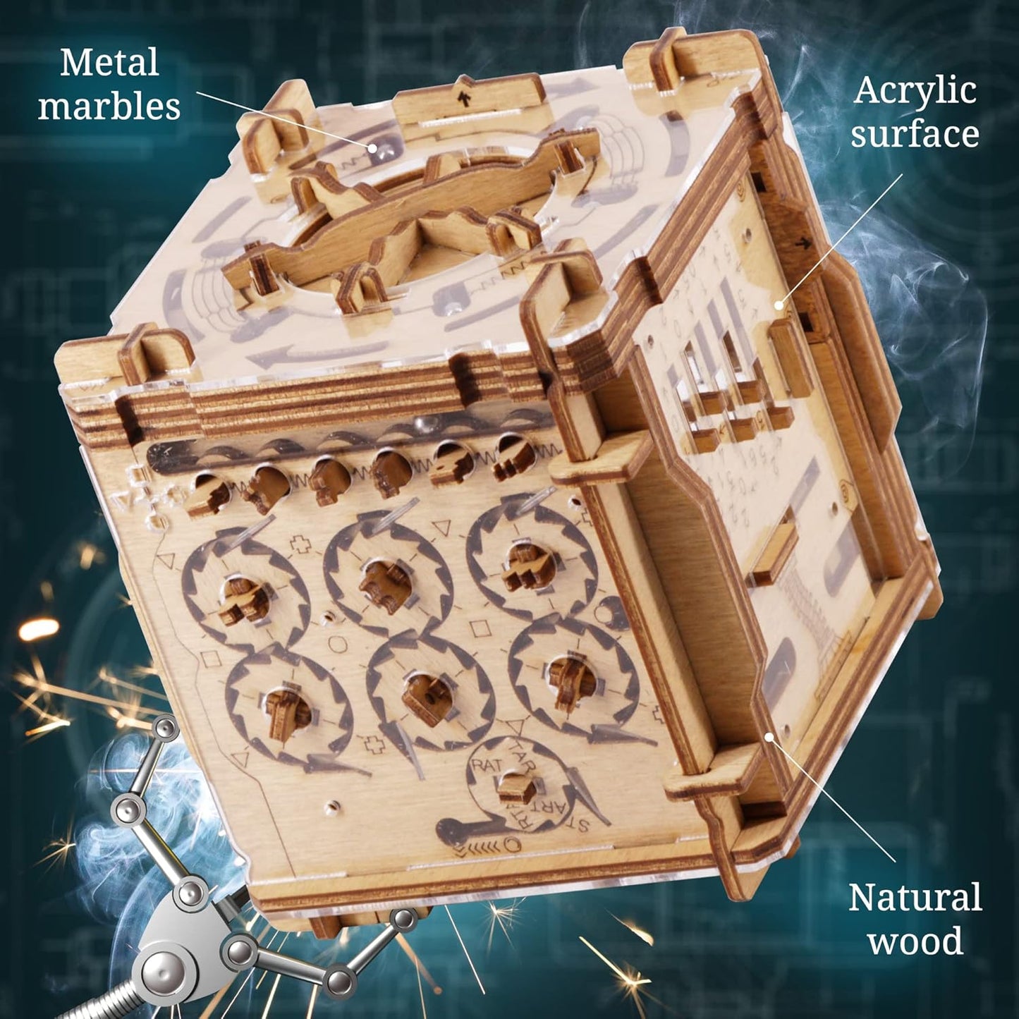 iDventure Cluebox Cambridge Labyrinth – Wooden 3D Puzzle Box – Escape Room Brain Teaser Gift – Money Puzzle Box for Adults & Men