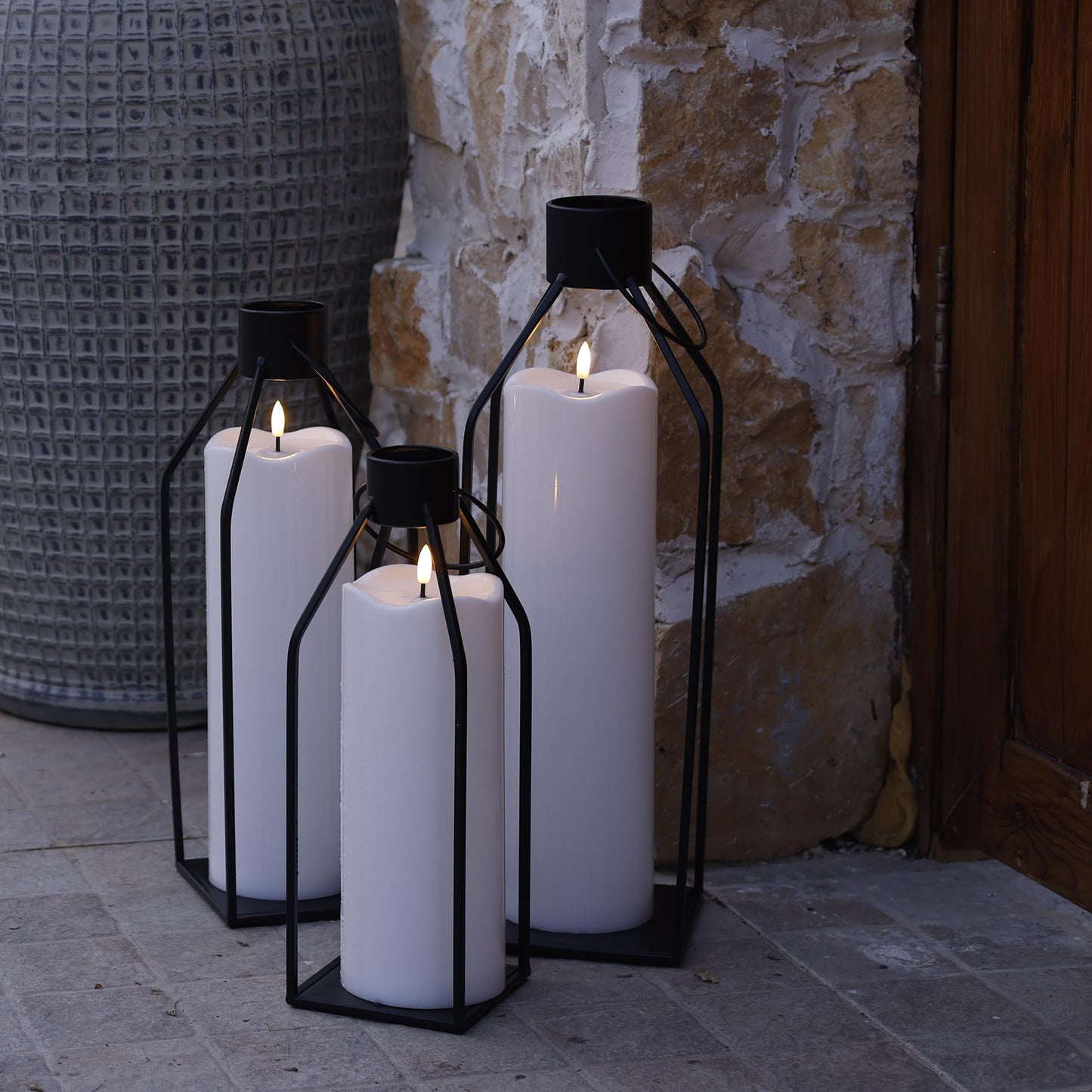 AFINETH 4" x14" Outdoor Candles with Timer Waterproof Large Flickering Flameless Candles with Remote Tall White Pillar Candles for Indoor Outdoor Use, 1Pack