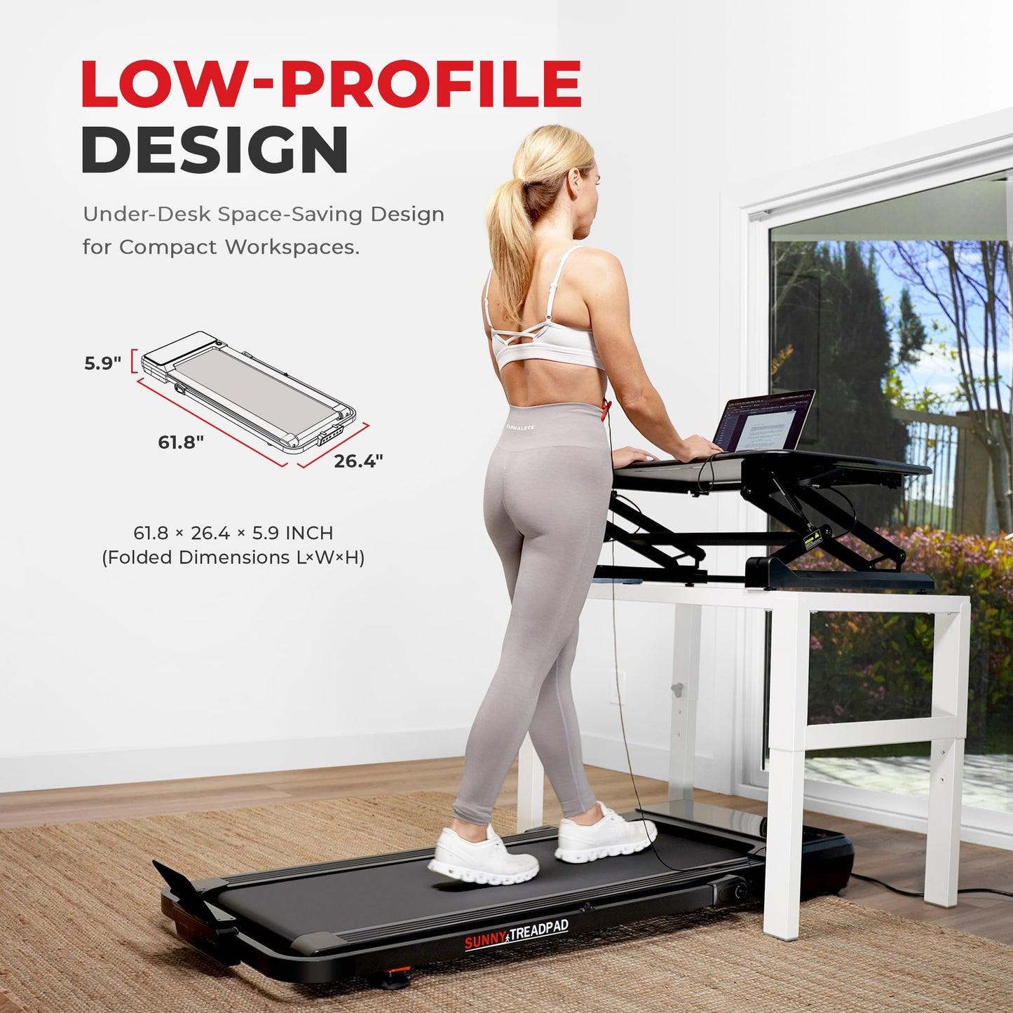Sunny Health & Fitness Treadpad® Pacer Dual Mode Walking/Running Treadmill with 6-Level Auto Incline & Exclusive SunnyFit® App Enhanced Bluetooth Connectivity - SF-T722076