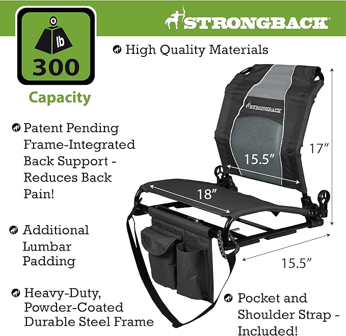 STRONGBACK Lumbar Support Stadium Seat for Bleachers – Ergonomic Chair with Back Support for Adults & All-Day Comfort