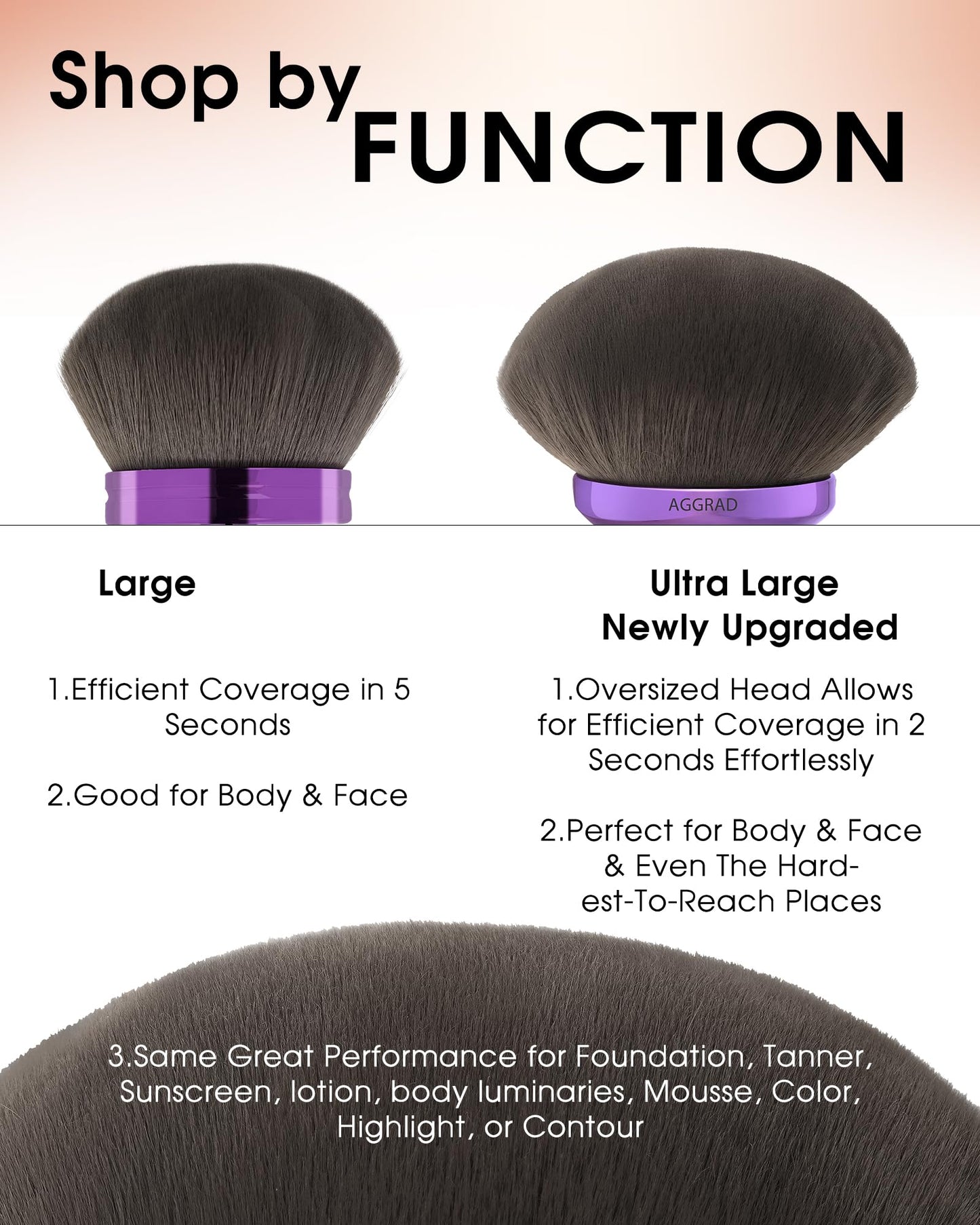 Ultra Large Body Makeup Brush Self Tanner Kabuki Foundation Brush for Leg Face Makeup, Back Lotion Sunscreen Applicator Self Tan