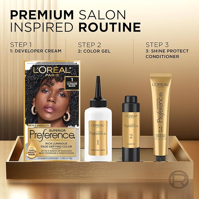L'Oreal Paris Superior Preference Luminous Fade-Defying Permanent Hair Color, Hair Dye For Up to 9 Weeks of Radiance, Cool Medium Brown 5C, 1 Hair Dye Kit