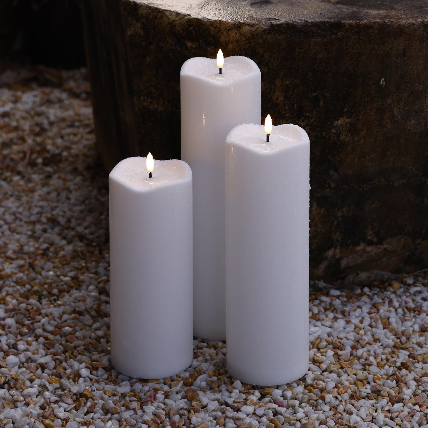 AFINETH 4" x14" Outdoor Candles with Timer Waterproof Large Flickering Flameless Candles with Remote Tall White Pillar Candles for Indoor Outdoor Use, 1Pack