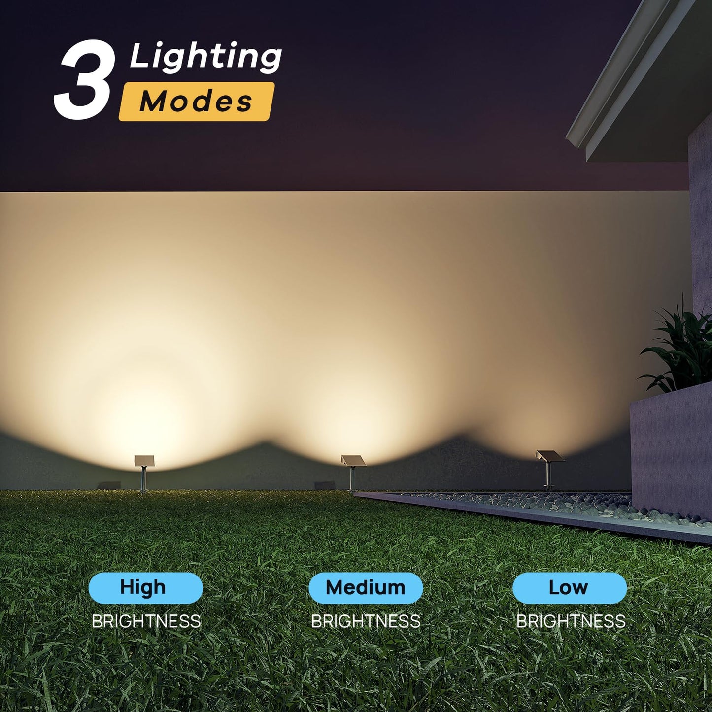 Consciot Solar Lights Outdoor,3000K Warm White Solar Spot Lights, Solar Spotlights Outdoor IP65 Waterproof, Solar Landscape Lights for Yard Tree House,8 Pack