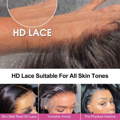Smilenice 210% Density 13x6 Full Lace Frontal Bob Wig Human Hair 12A Brazilian Virgin Human Hair Pre Plucked HD Transparent Lace Glueless Wigs 14 Inch